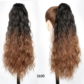 

Long Corn Wavy Ponytail hair extension Magic Paste For Black White Women Synthetic fake hair 22 Inch Corn Hair Piece Black