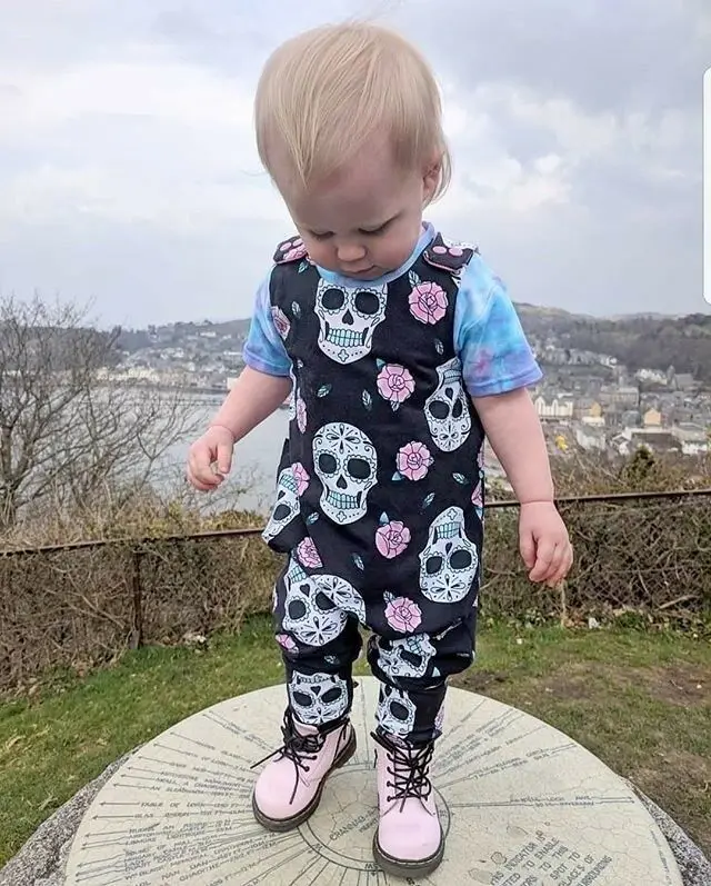 Halloween Newborn Baby Rompers Boys Girls Skull Flower Romper Jumpsuit 2PCS Outfit Costume Holiday Cute Baby Clothing