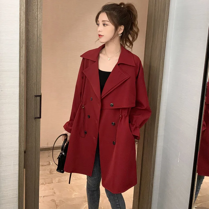 Ladies Fashion Knee-length Trench Coat-2