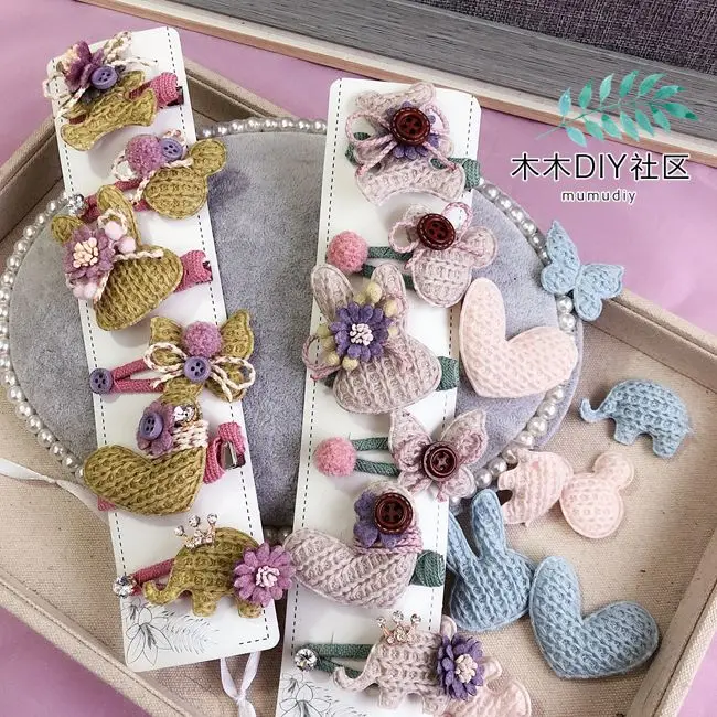 

Wooden DIY Community Handmade Ornament DIY Hair Accessories Material Accessories Coarse Yarn Animal Shape Cloth Stickers