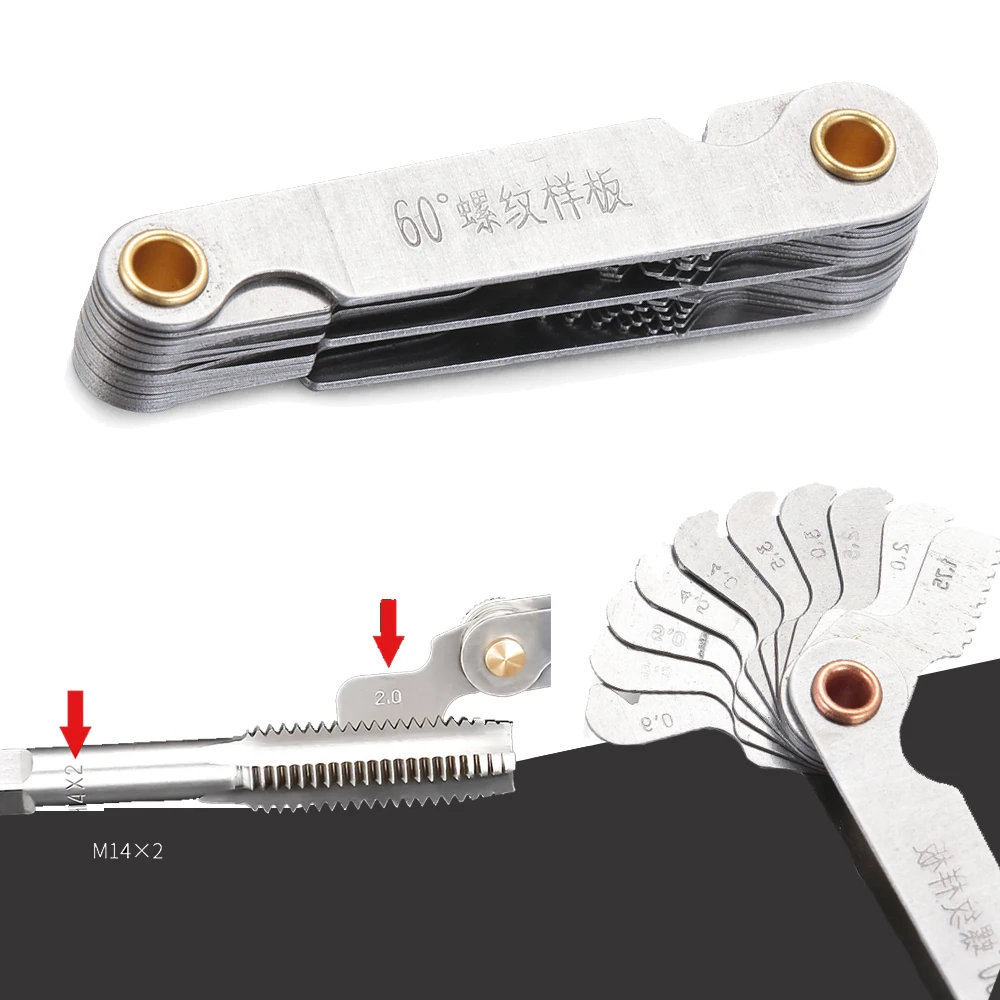 Thread Gauge Carbon Steel 55/60 Degree Metric Inch Thread Plug Gauge Gear Tooth Screw Pitch Gauges