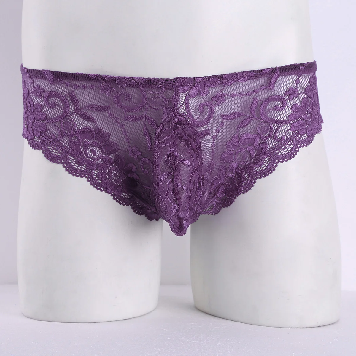Men's Floral Lace Sheer See-Through Lingerie