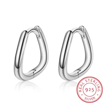 

O Shape Bright Matte Solid Silver Hoop Earrings Thick Oval Geometric Earrings Minimalist Earrings Stars Design 2019 New