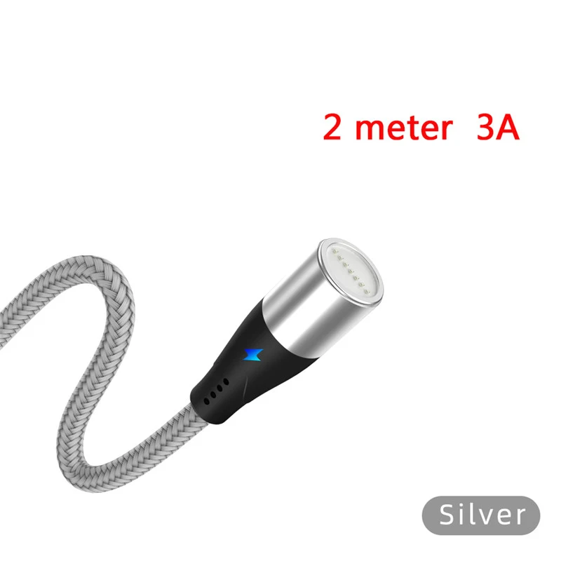 3A/5A Mobile Phone Magnetic USB Cable For Iphone Huawei 1M / 2M Micro Type C USB Charging Cable For Samsung No charging Plug - Цвет: Silver 2Meter 3A
