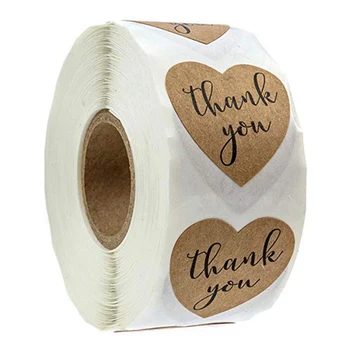 

500Pcs/Roll Round Natural Kraft Handmade Stickers Scrapbooking for Package Adhesive Thank You Sticker Seal Labels Stationery