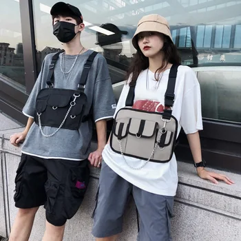 

Men Women Chest Rig Bag Oxford Cloth Cross Shoulder Hip Hop Adjustable Strap Multi-function Bag