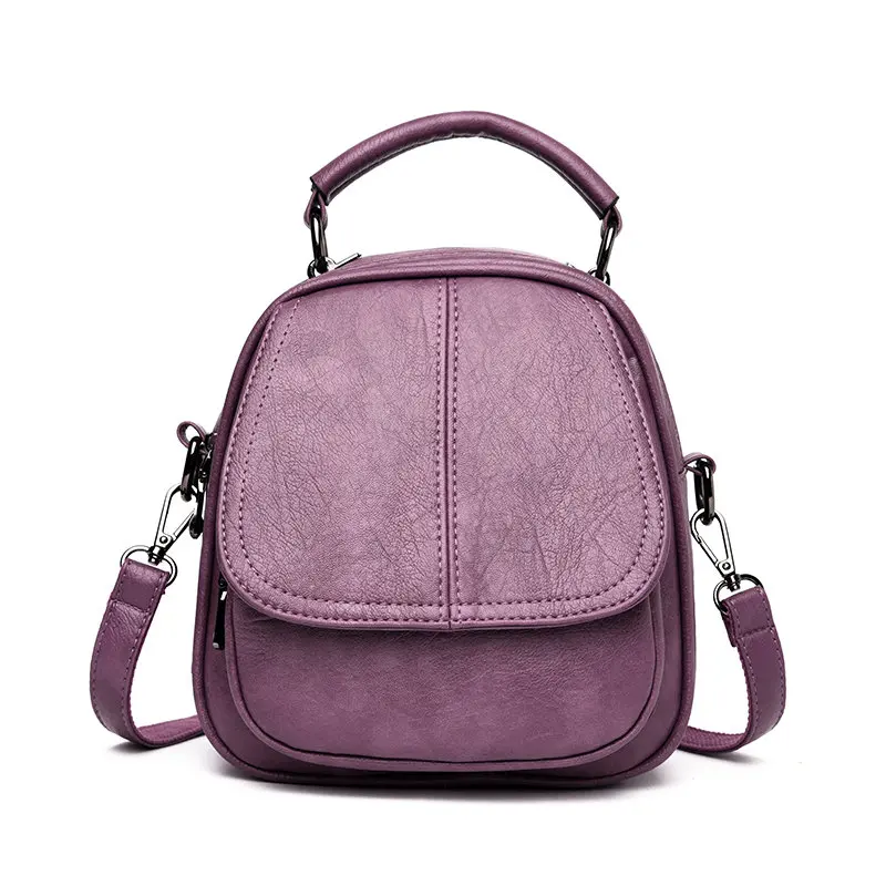 Модный женский кожаный рюкзак роскошный женский рюкзак для путешествий Mochilas женские рюкзаки для девочек школьные противоугонные сумки на плечо - Цвет: Purple