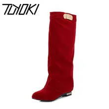 Tuyoki/женские сапоги до колена на плоской подошве; модные зимние теплые высокие сапоги; сапоги для верховой езды; Новинка; женские модельные сапоги; обувь; размер 32-43