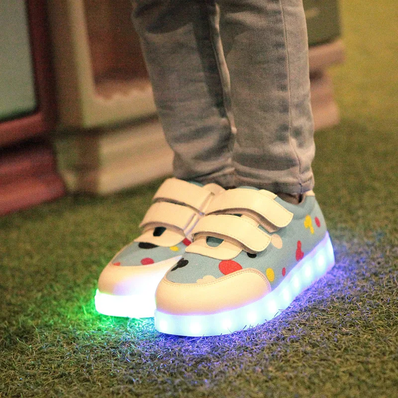 Size 25-35 LED Shoes for Kids Girls Boys USB Charge Glowing Lighted Shoes Kids Shoes with Lights Luminous Sneakers for Children