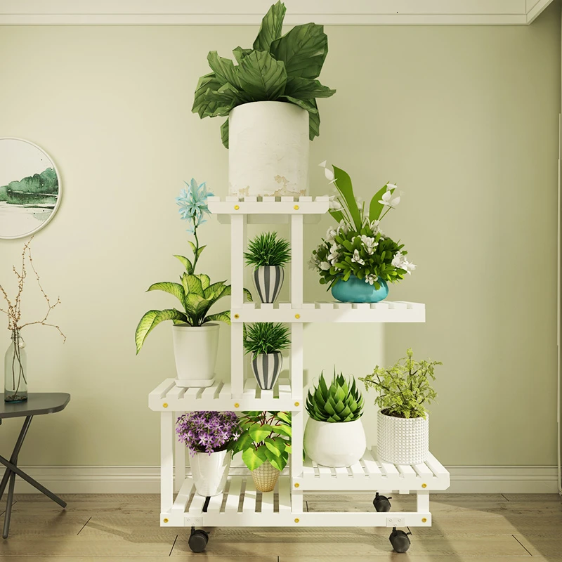 Landing Type Flower Airs Indoor Multi-storey Balcony Solid Wood Shelf Chlorophytum Flowerpot