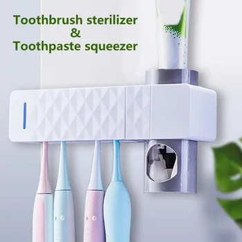 

UV Toothbrush Toothpaste Holder with UV Light Cleaning Function Automatic Toothpaste Squeezer