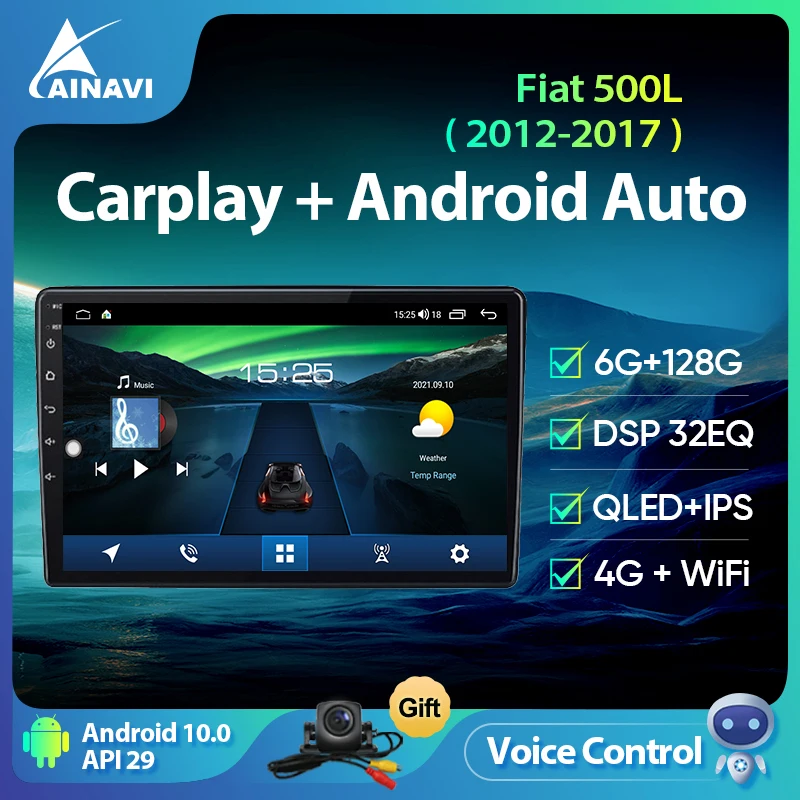 Ainavi автомобильный радиоприемник с функцией голосового управления VI Android 10 QLED