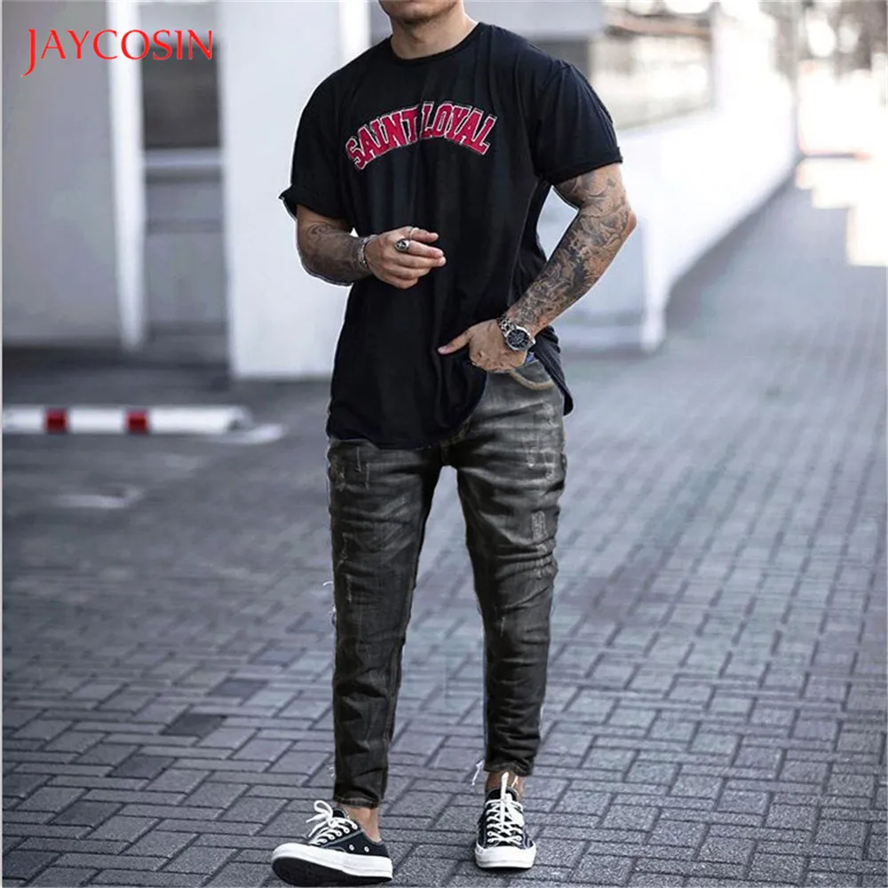 Jaycosin модные уличные джинсы винтажные плиссированные рваные джинсы промытый Карандаш Брюки Homme хип-хоп джинсы