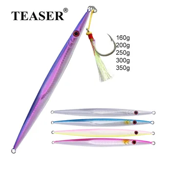티저 160g 200g 250g 300g 350g 금속 Jigging 빠른 싱킹 스피너 유혹 어시스트 후크와 낚시 태클에 대한 바닷물 심해