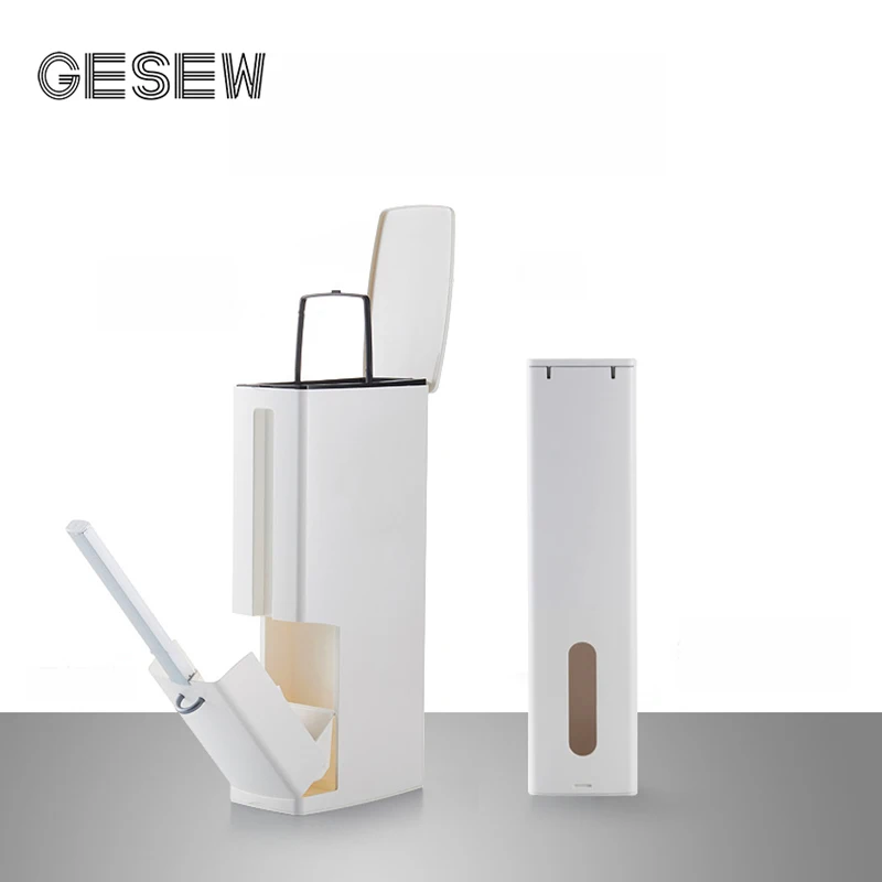 

GESEW Multi-Function Toilet Brush Integrated Sets With Flip Handle Liner Trash Can Household Cleaning Tools Bathroom Accessories