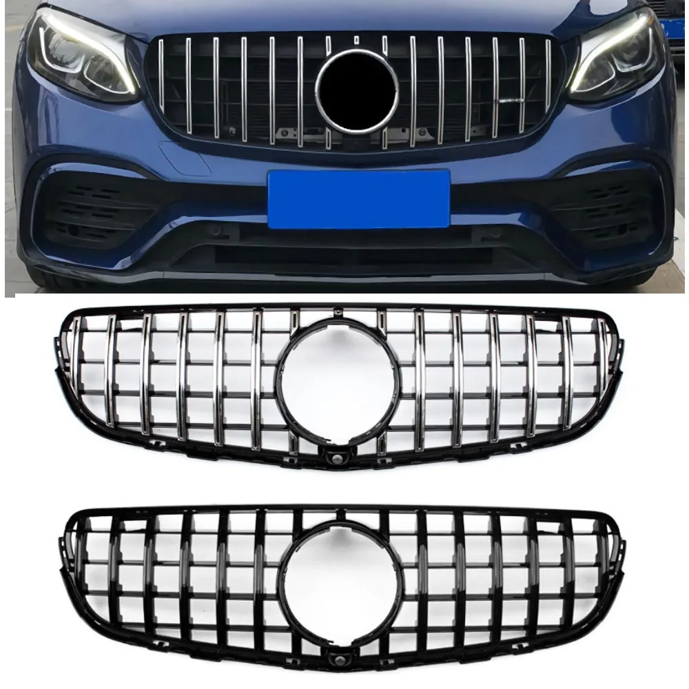 Передний бампер верхняя решетка для Mercedes GLC класс W253 X253 C253- AMG гриль GT R GLC300 GLC350 спортивный стиль аксессуары