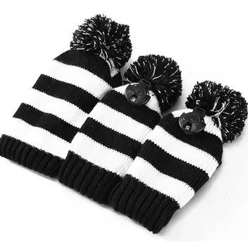 

3 Pcs Knitted Golf Headcover Driver Cover Vintage Simple Design Three-piece Knit
