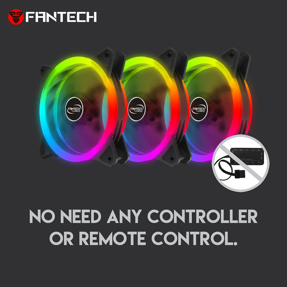 FANTECH FC-124 PC Настольный вентилятор для компьютера с башней чехол Вентилятор охлаждения блок цветной светодиодный светильник шасси