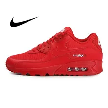 Оригинальные подлинные мужские кроссовки для бега NIKE AIR MAX 90, Красные кроссовки, Классический Удобный светильник, дизайнерская обувь AJ1285