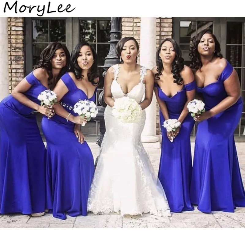 Bridesmaid Dresses Royal Blue Off The Shoulder Mermaid Satin Bridesmaid Dresses With Zipper Back Wedding Party Bridemaid Gowns Bridesmaid Dresses Royal Blue Off The Shoulder Mermaid Satin Bridesmaid Dresses With Zipper Back Wedding Party Bridemaid Gowns
