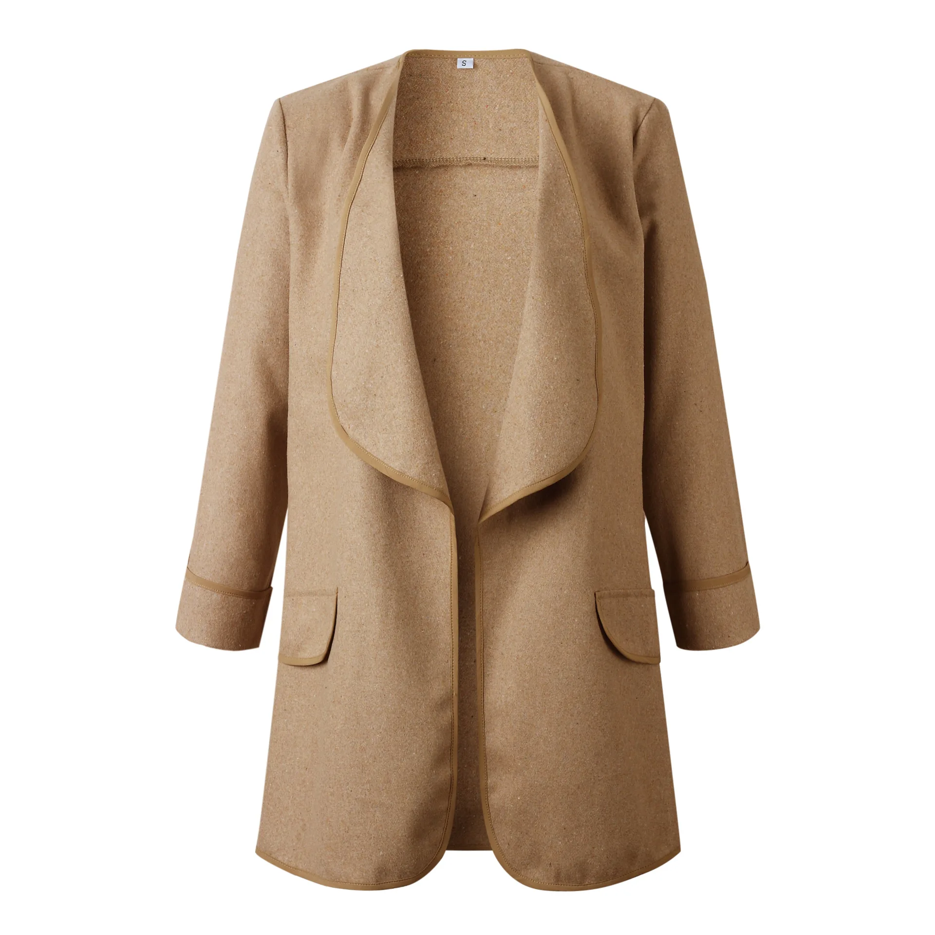 Осенне-зимние женские ботинки в европейском и американском стиле; с отложным воротником кардиган с длинными рукавами темперамент шерстяное пальто