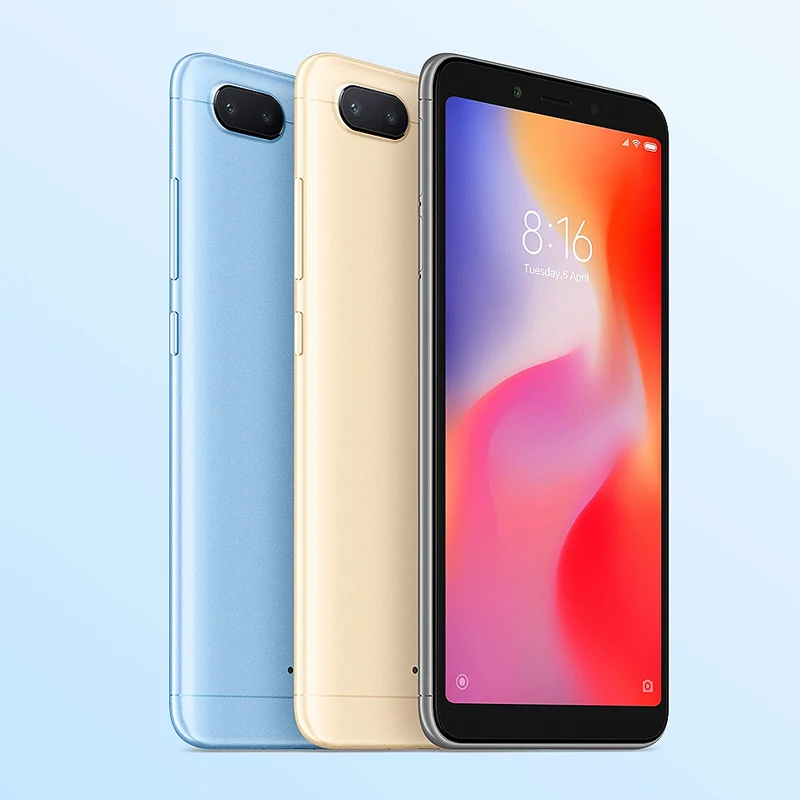 Оригинальная глобальная версия Xiaomi Redmi 6, 4 Гб ОЗУ, 64 Гб ПЗУ, 5,45 дюйма, HD 18:9 Helio P22 Octa Core4G LTE AI 12,0 МП, смарт-телефон для распознавания лица