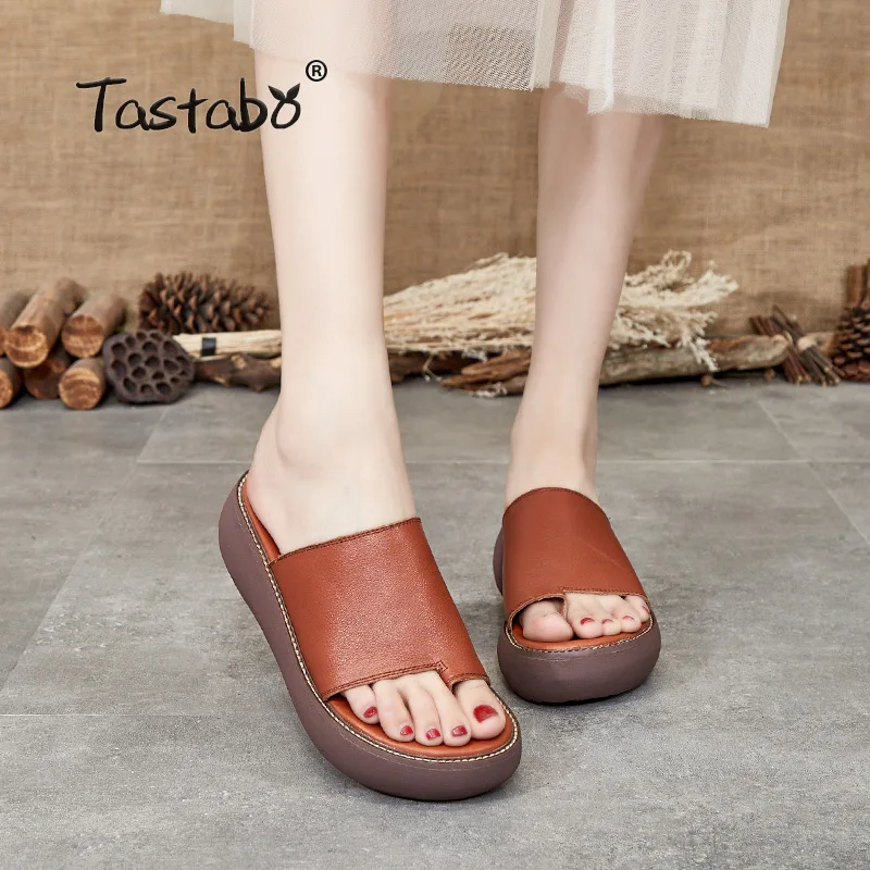 

Summer Women Wedges Slippers Solid Pu Leather Adjustable Buckle Peep Toe Flip Flops Casual Beach Ladies Shoes H8806