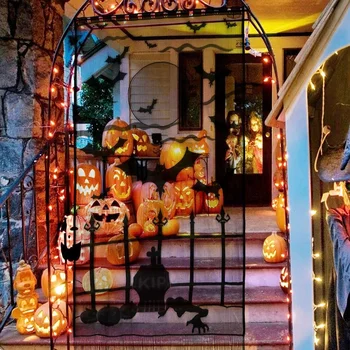 

Halloween Curtains 101x213cm Diy Special Spiderweb Window Curtains Black Lace Banner Celebration Flags Party Supplies