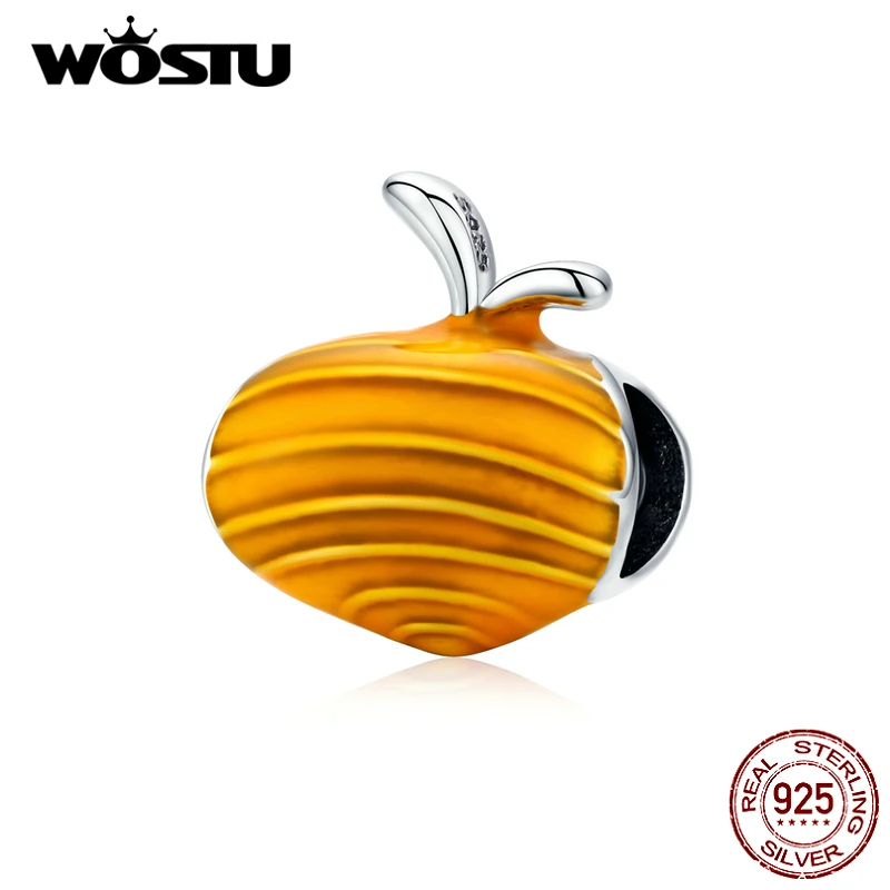 WOSTU 925 пробы серебро морковь овощи бусины Оранжевый талисманы подходят браслет кулон для женщин прекрасные ювелирные изделия CQC1413