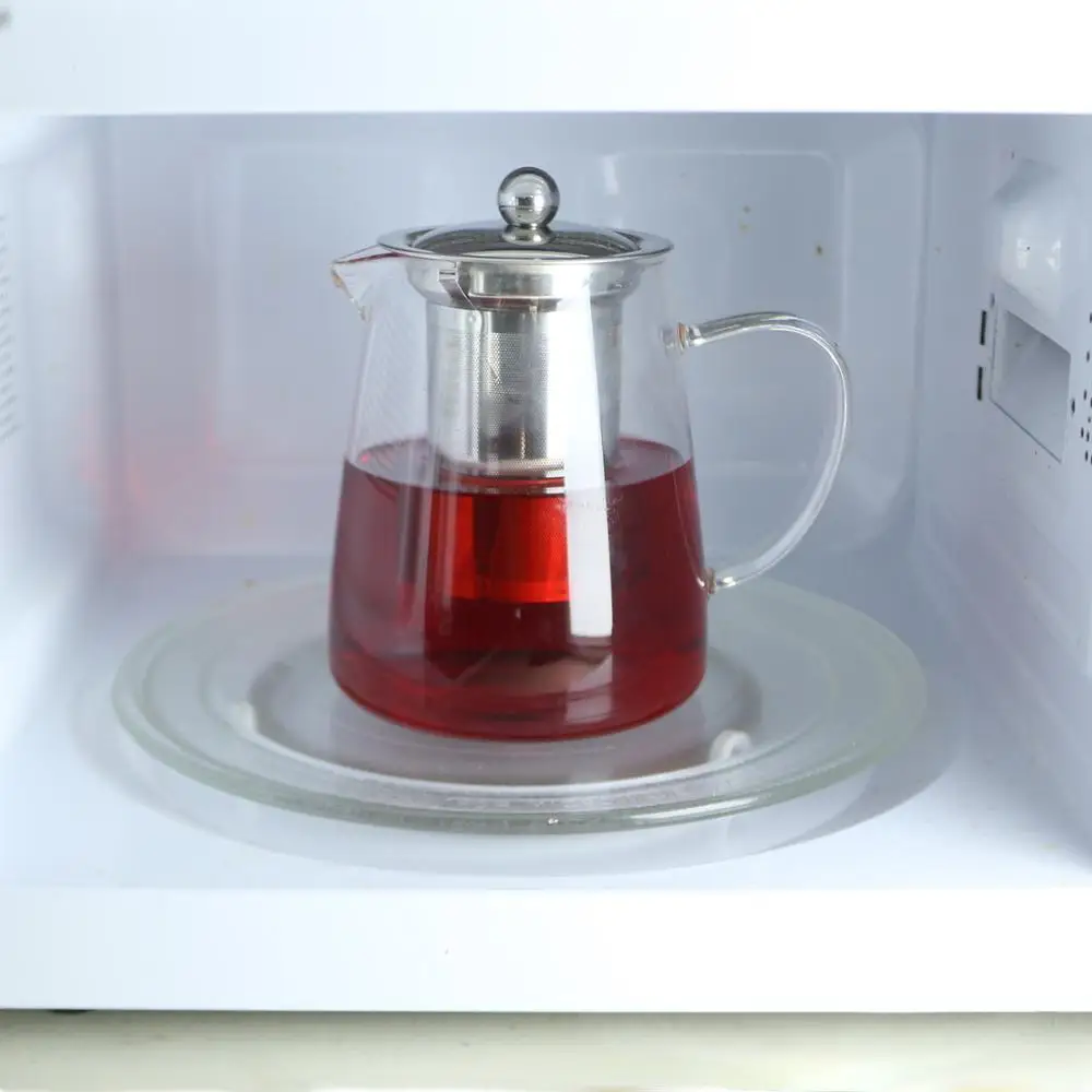 Стеклянный заварочный чайник со съемной пищевой нержавеющей сталью для заварки и крышкой для цветущего и рассыпчатого листа чайника