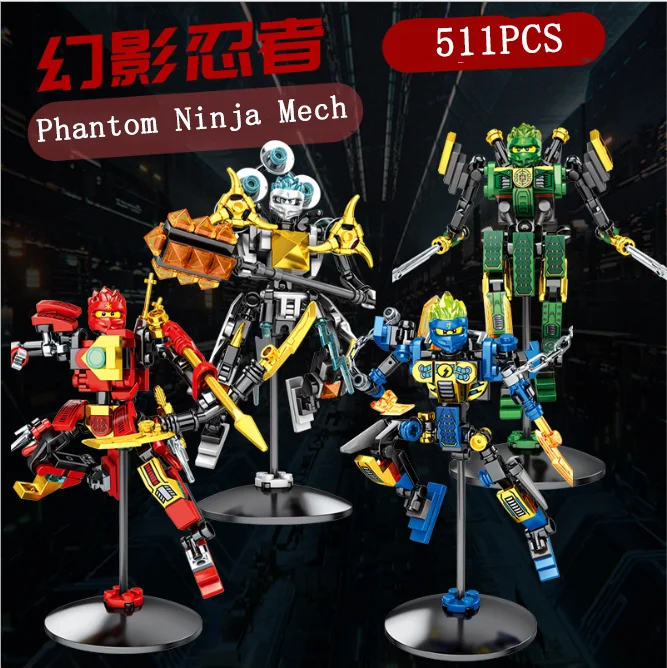 Legoing Ninja Figures Series Phantom Ninjas Mech Four Model Building Blocks Compatible Legoed Ninja Movie Robot Child Toys Gift Legoing Ninja Figures Series Phantom Ninjas Mech Four Model Building Blocks Compatible Legoed Ninja Movie Robot Child Toys Gift