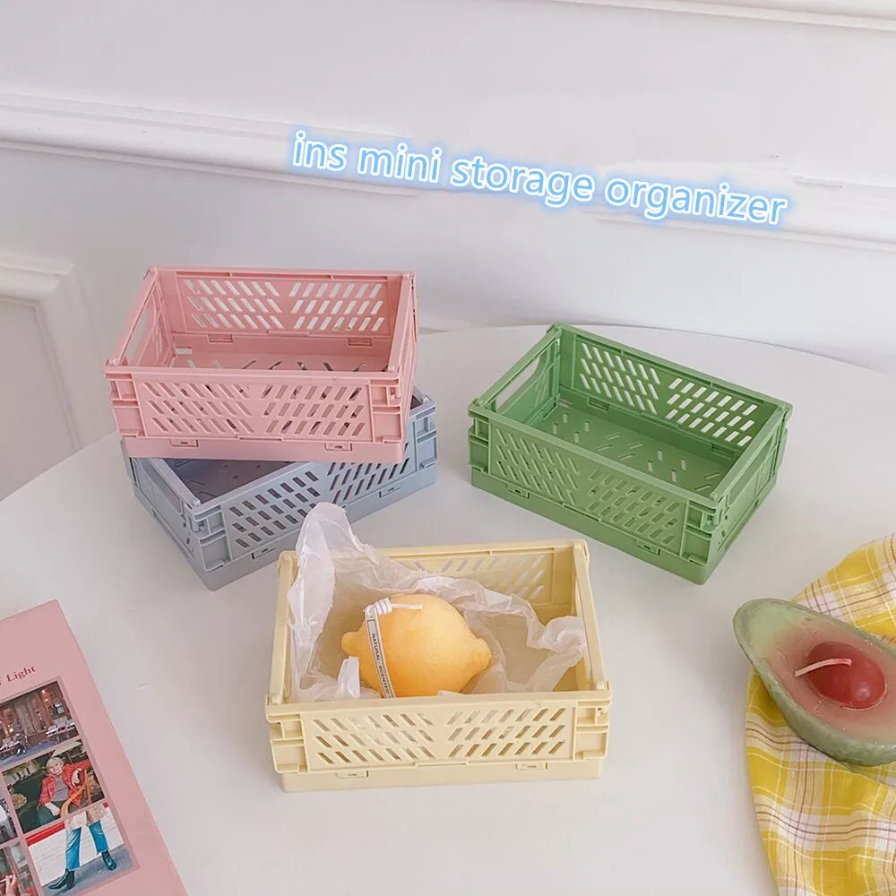 MINKYS Mini Foldable Desktop Organizer Desk Storage Basket Box Office School Stationery Accessories desktop storage box stationery organizer desktop storage shelf stationery storage box desktop storage kit