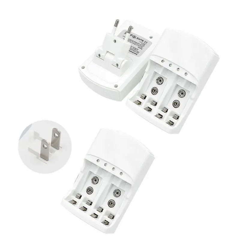 4 слота быстрое зарядное устройство для AA AAA 9V Ni-MH Ni-Cd комплект аккумуляторов US/EU Plug - Цвет: Белый