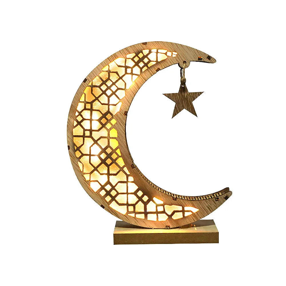 Деревянное ремесло Рамадан ИД Мубарак украшения для дома Луна искусственная