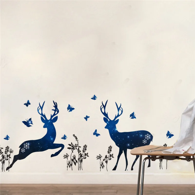 

Наклейка на стену в виде оленя и бабочки для детской спальни