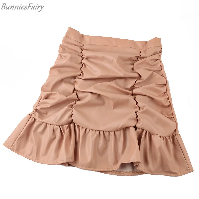 BunniesFairy/ осенне-зимняя женская Милая однотонная короткая юбка-пачка в стиле русалки ярких цветов с оборками и асимметричным рыбьим хвостом