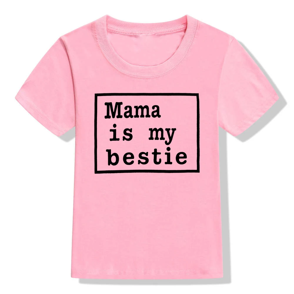 Mama Is My Bestie/Детская футболка с принтом модная футболка для маленьких мальчиков и девочек детские повседневные футболки с буквами и короткими рукавами