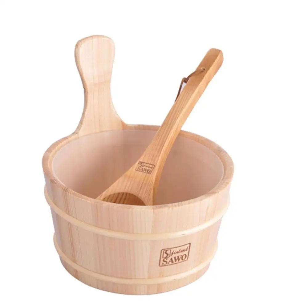 4L Bucket White 0ne посылка для сауны, ковш из сосны и дерева, подстежка из песочных часов, Термогигрометр, комплект для Домашней Сауны, оборудование для сауны, комплект из соснового дерева - Цвет: 4L Bucket White