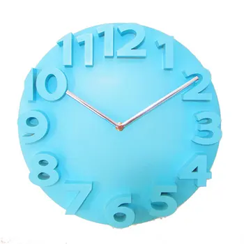 

3D Plastic Digital Art Silent Wall Clock Modern Design Home Decoration Pure Color New