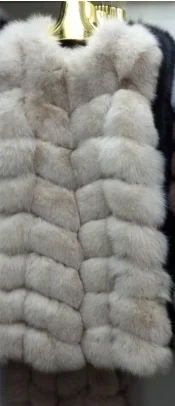 beige white Высококачественное рождественское пальто с натуральным мехом без рукавов высокого качества Новое поступление милое теплое уплотненное ветрозащитное пальто из натурального Лисьего меха - Цвет: beige white
