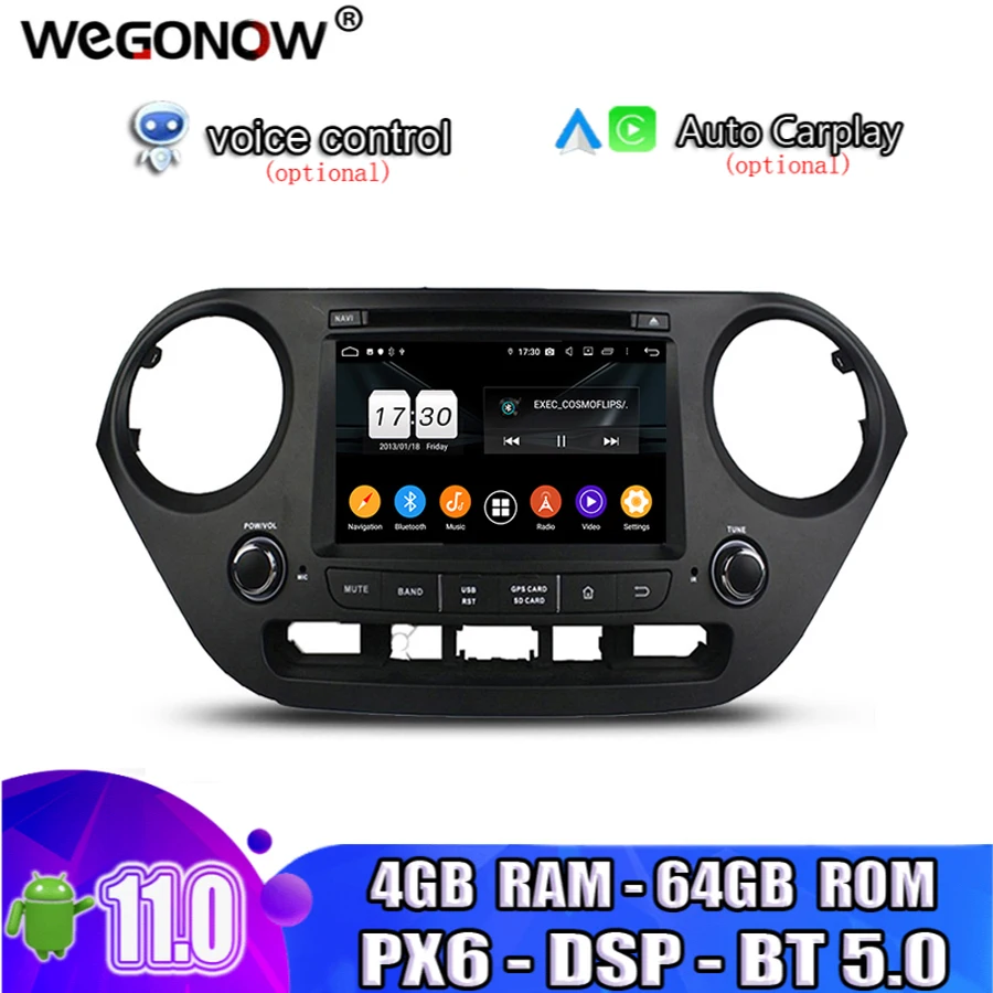 PX6 DSP TDA7851 HD Android 11 для Hyundai I10 2014-2017 8 ядер 64 Гб ПЗУ автомобильный DVD-плеер GPS карта RDS