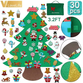 

DIY Christmas Tree Children's Handmade Glittery Felt Christmas Tree Product Wall Hanging Decorations Christmas Tree Child Gift
