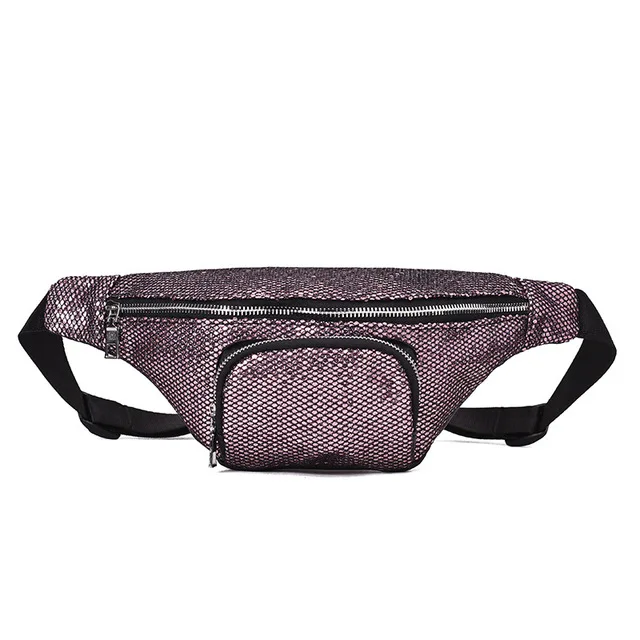 1 Waist pack JZYZQBX Женская поясная сумка с блестками, поясная сумка, сумка формы «банан», водонепроницаемая сумка из искусственной кожи - Цвет: 1 Waist pack
