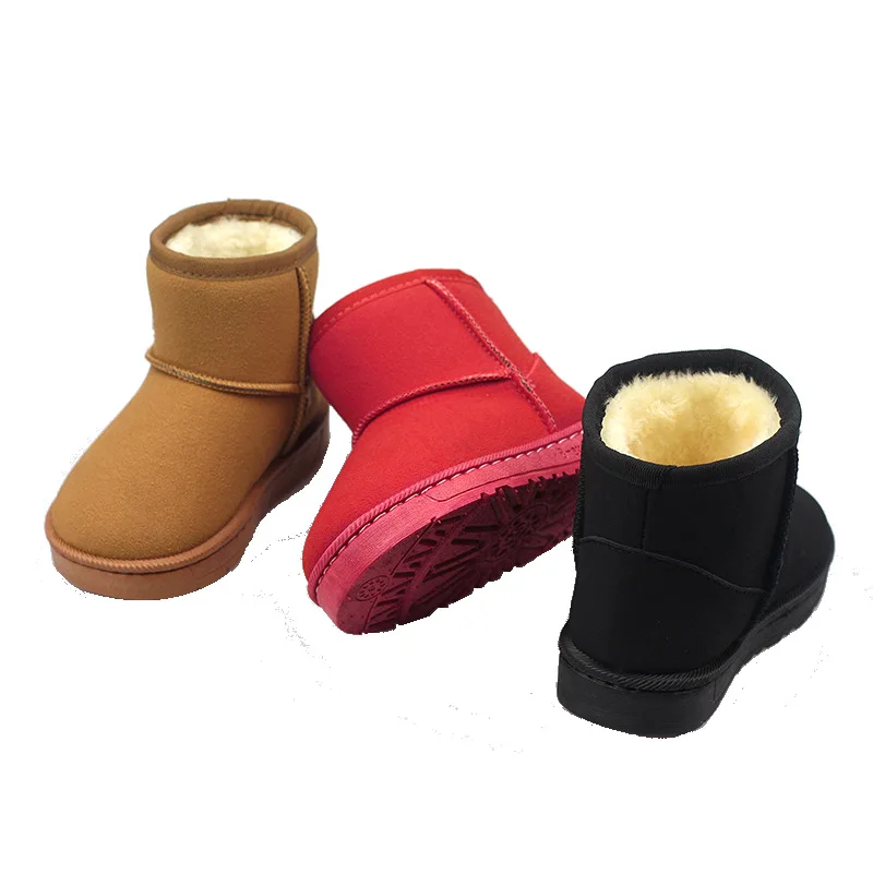

2020 Winter Boots for Girls Flock Snow Boots Keep Warm Boy Plus Cashmere Solid Girls Boot Non-slip Children Shoes Tide Fashion