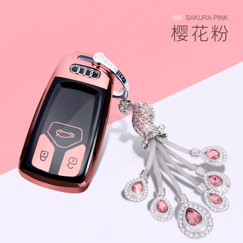 Подходит для Audi Key A6LA4L Key Case A3A5Q3 Q5L Q7 Автомобильный ТПУ чехол для ключей с пряжкой