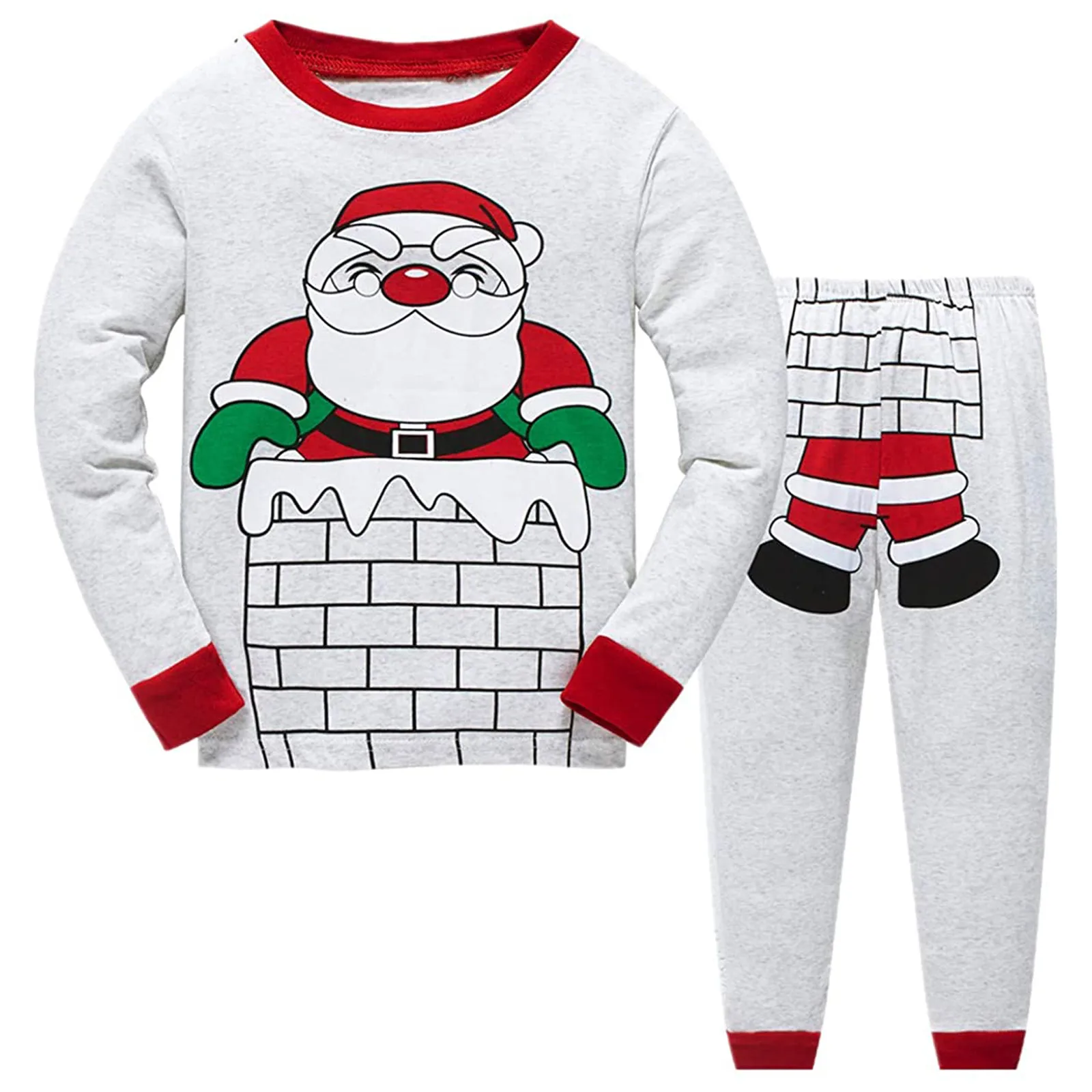 

1-7Years winter Toddler Kids Baby Boys Girls Pajamas Christmas Santa Sleepwear Pants Outfits Set traje papa noel bebe fashion M5