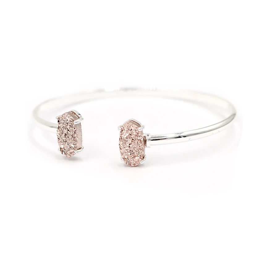 Pink Новая мода много цветов толстые овальные смолы Druzy браслет - Окраска металла: Pink