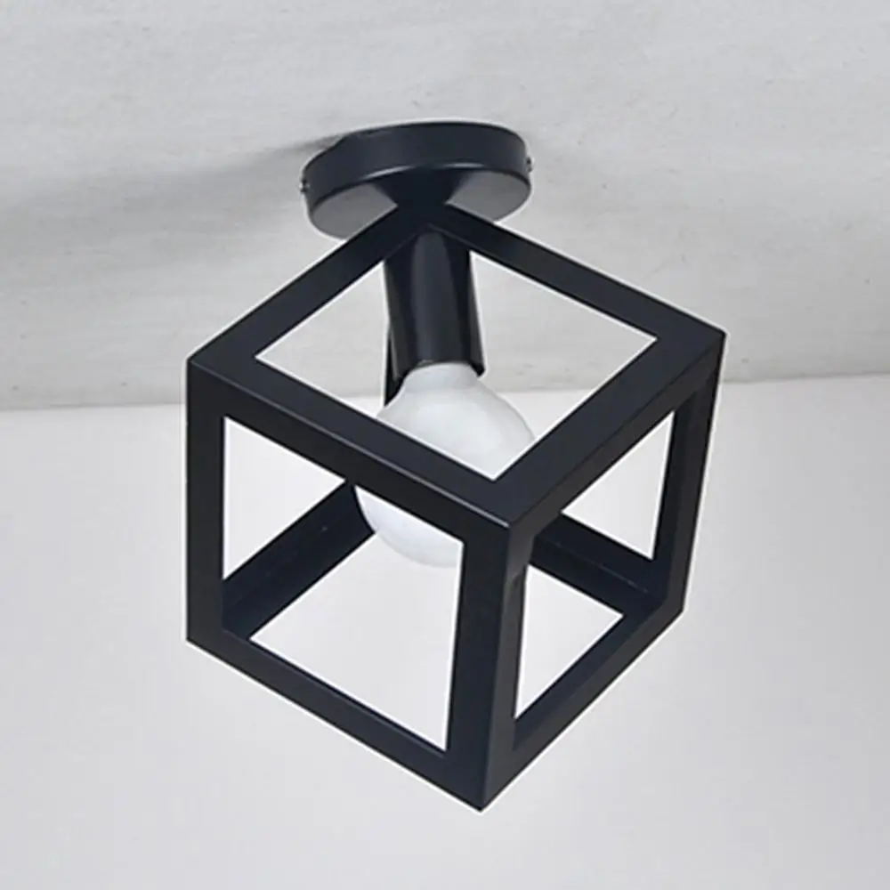 Square ICOCO Геометрическая стальная клетка, железный винтажный светодиодный потолочный светильник, Точечный светильник, домашняя лампа для спальни, светодиодный светильник - Цвет корпуса: Square
