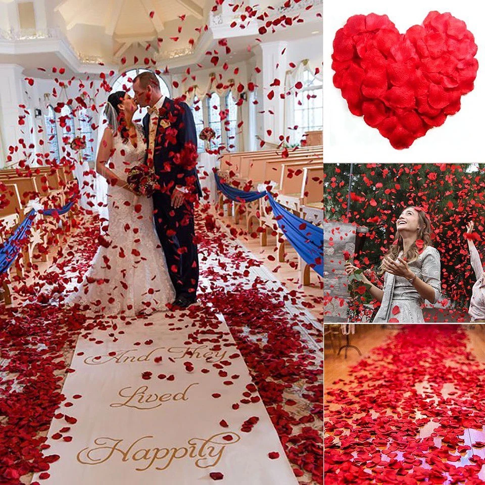 Artificial rose petals 100 pieces of silk gold/silver rose petals wedding room layout simulation petals wedding supplies accessories