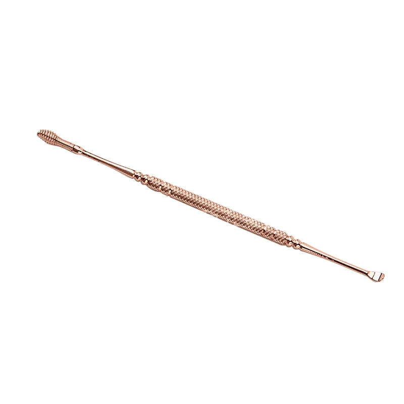 Rose Gold 1PC 3 шт./компл. уха Палочки с двойным концом уха Палочки Нержавеющая сталь ушной серы кюретка для удаления Ушная палочка ложка спираль ухо средство для ухода - Цвет: Rose Gold 1PC